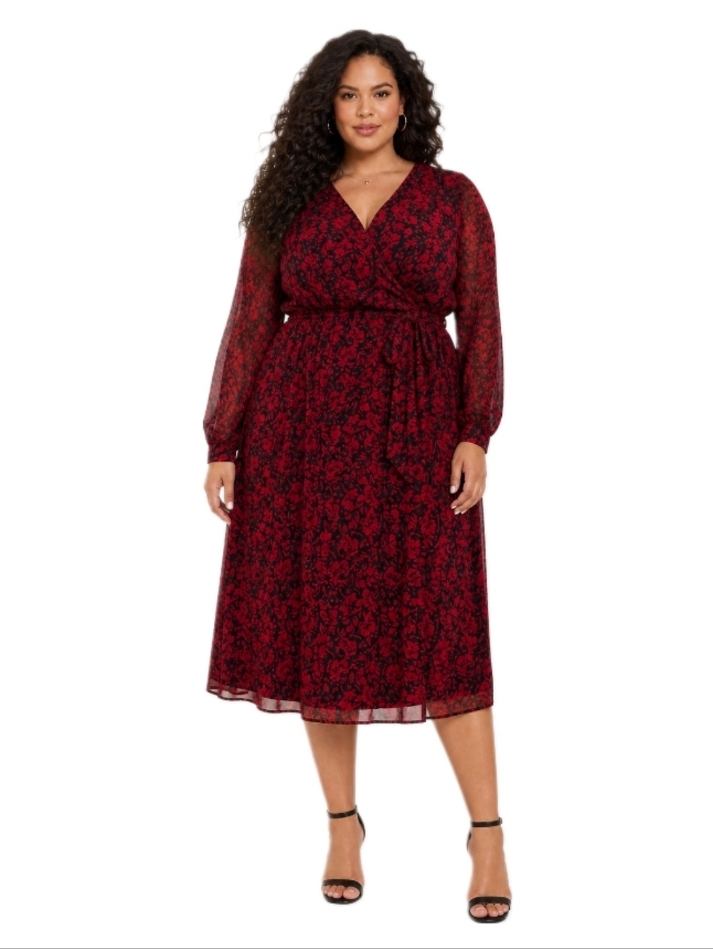 Torrid Floral Midi Dress NWT Sheer Balloon Sleeve